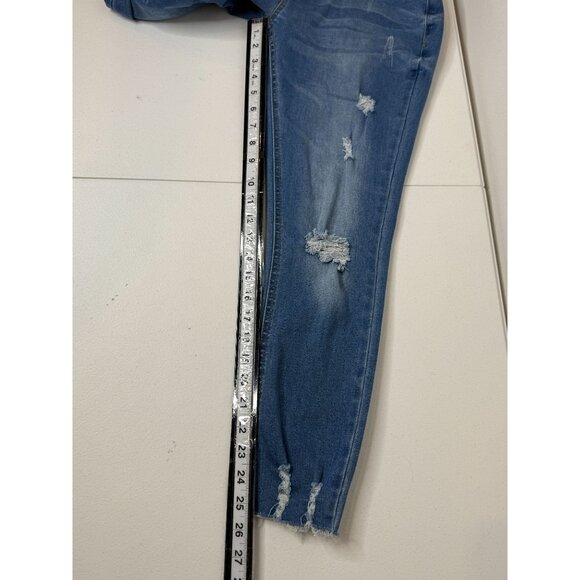 Blue Savvy Maternity Distressed Raw Hem Stretch Skinny Jeans Size XL - Picture 6 of 8